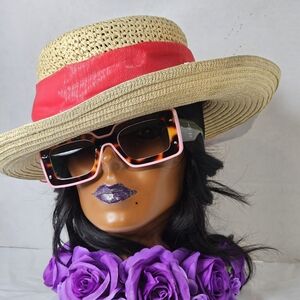 Toucan Collect Women's Straw Hat With Red Scarf Accent